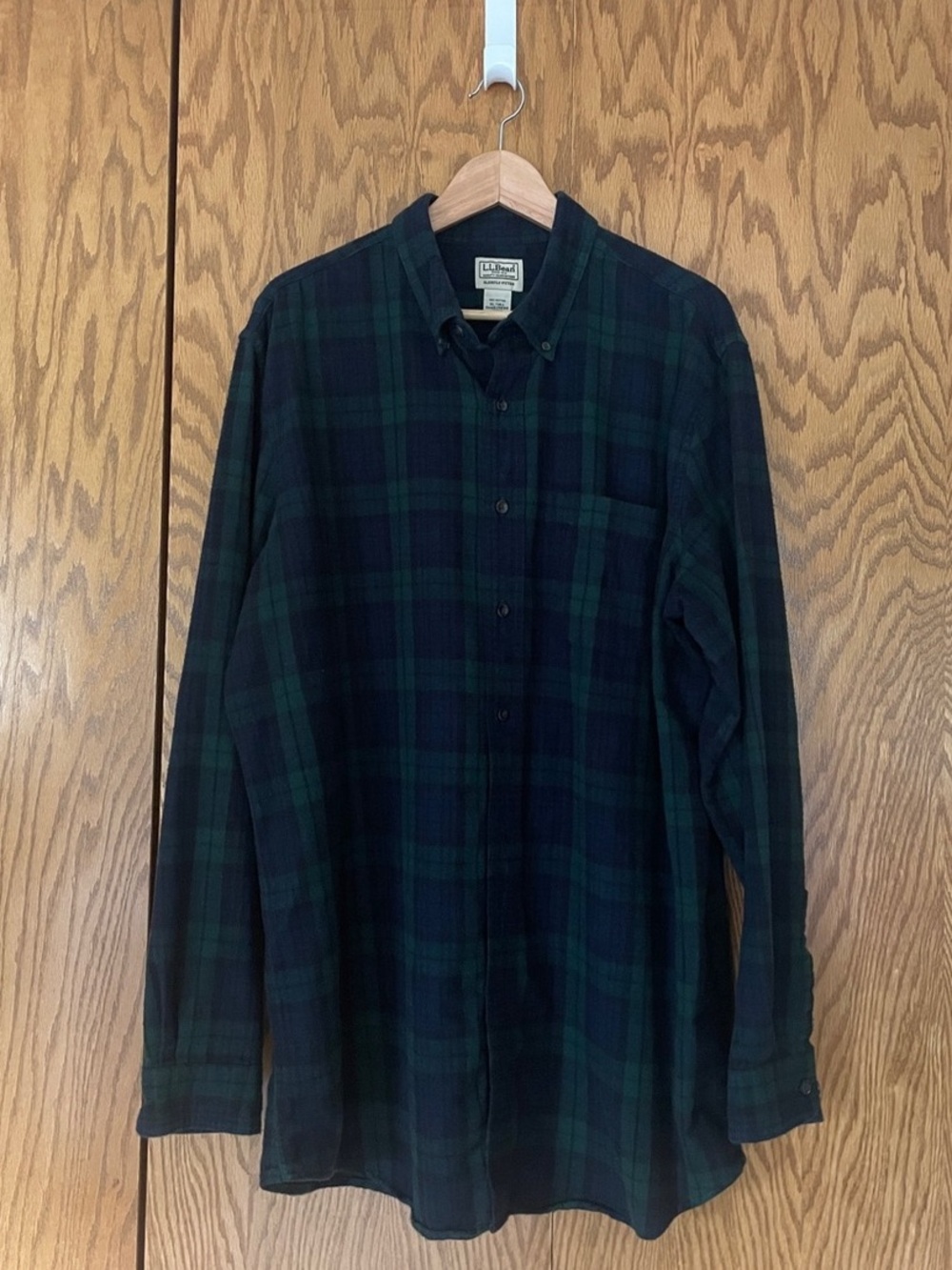 L.L.Bean Men's Scotch Plaid Flannel Shirt, Slightly Fitted Blue & Green XL Tall